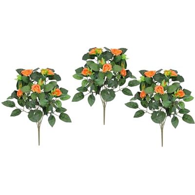 Flair Flower Sztuczny krzew róż, 34 cm, zestaw 3 szt., sztuczna róża, jedwabna róża, bukiet róż, bukiet kwiatów, dekoracja weselna, pomarańczowa Flair Flower Sztuczny krzew róż, 34 cm, zestaw 3 szt., sztuczna róża, jedwabna róża, bukiet róż, bukiet kwiatów, dekoracja weselna, pomarańczowa