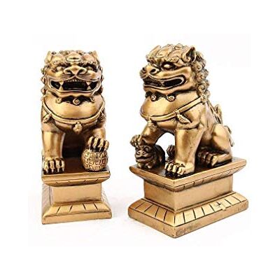lachineuse Para psów Fu, kolor złoty, 11 x 6,5 x 4,5 cm lachineuse Para psów Fu, kolor złoty, 11 x 6,5 x 4,5 cm