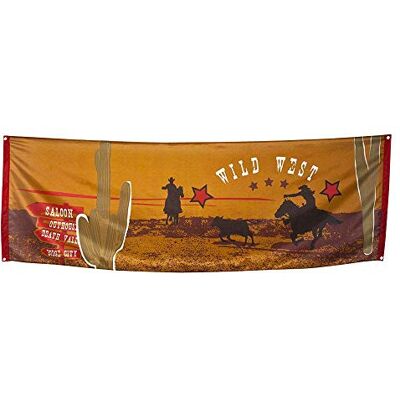 Boland 54310 baner z motywem dzikiego zachodu, 1 sztuka, wymiary 220 x 74 cm, salon, dzikie kamizelki, kowboy, Indianie, dekoracja ścienna, dekoracja, impreza tematyczna, urodziny, karnawał, girlanda Boland 54310 baner z motywem dzikiego zachodu, 1 sztuka, wymiary 220 x 74 cm, salon, dzikie kamizelki, kowboy, Indianie, dekoracja ścienna, dekoracja, impreza tematyczna, urodziny, karnawał, girlanda