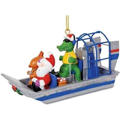 Cape Shore Alligator Airboat z przewodnikiem z Mikołajem i reniferem, ozdoba świąteczna Cape Shore Alligator Airboat z przewodnikiem z Mikołajem i reniferem, ozdoba świąteczna