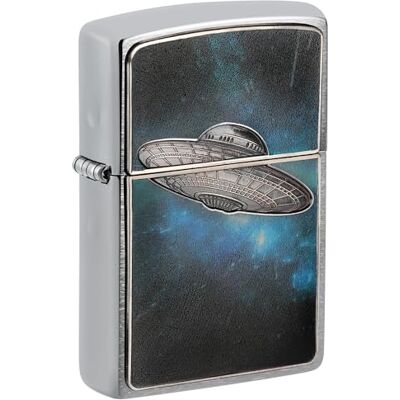 Zippo Zapalniczka Sztormowa Ufo w Galaxy, Szczotkowany Chrom, Emblemat, Wielokrotnego Użytku, Wiatroszczelny Design, Pudełko Prezentowe, Wyprodukowana w USA Zippo Zapalniczka Sztormowa Ufo w Galaxy, Szczotkowany Chrom, Emblemat, Wielokrotnego Użytku, Wiatroszczelny Design, Pudełko Prezentowe, Wyprodukowana w USA