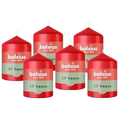 bolsius – Świeca walcowa gładka – czerwona – 8 cm – 6 sztuk – świece dekoracyjne – zawiera naturalny wosk roślinny – bez oleju palmowego bolsius – Świeca walcowa gładka – czerwona – 8 cm – 6 sztuk – świece dekoracyjne – zawiera naturalny wosk roślinny – bez oleju palmowego