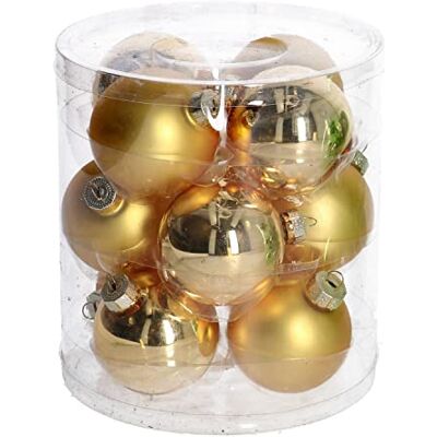 Vacchetti Giuseppe Opakowanie 12 klasycznych złotych szklanych kulek świątecznych do zawieszenia do dekoracji drzewa o średnicy 6cm Vacchetti Giuseppe Opakowanie 12 klasycznych złotych szklanych kulek świątecznych do zawieszenia do dekoracji drzewa o średnicy 6cm