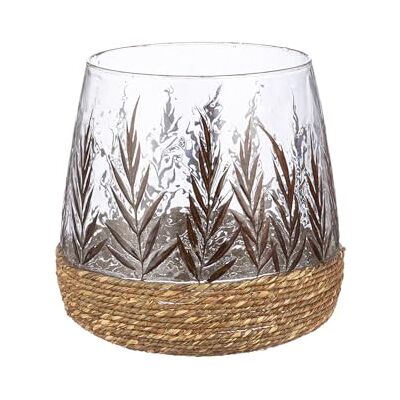 GILDE Świecznik Greenery ze szkła stożkowy wzór liści zielony wysokość 20 cm x Ø 20 cm świecznik GILDE Świecznik Greenery ze szkła stożkowy wzór liści zielony wysokość 20 cm x Ø 20 cm świecznik