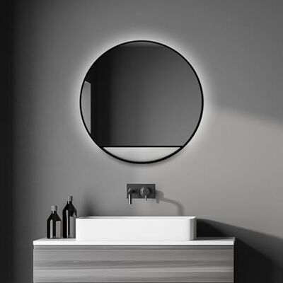 Talos Dekoracyjne lustro ścienne pośrednie oświetlenie LED w kolorze czarnym matowym Ø 60 cm Talos Dekoracyjne lustro ścienne pośrednie oświetlenie LED w kolorze czarnym matowym Ø 60 cm
