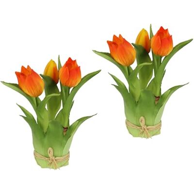 Flair Flower Sztuczne tulipany, 18 cm, zestaw 2 sztuk, jedwabne kwiaty, sztuczna trawa, dekoracja wielkanocna, Wielkanoc, wiosenna dekoracja, gniazdo wielkanocne, trawa, dekoracja stołu Flair Flower Sztuczne tulipany, 18 cm, zestaw 2 sztuk, jedwabne kwiaty, sztuczna trawa, dekoracja wielkanocna, Wielkanoc, wiosenna dekoracja, gniazdo wielkanocne, trawa, dekoracja stołu