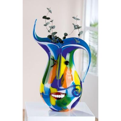 ART Dekoracyjny wazon na twarz, wazon z kolorowego szkła, dekoracja salonu, prezent dla kobiet, mężczyzn, wysokość 40 cm, wielokolorowy ART Dekoracyjny wazon na twarz, wazon z kolorowego szkła, dekoracja salonu, prezent dla kobiet, mężczyzn, wysokość 40 cm, wielokolorowy