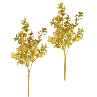 Flair Flower Mini-Ilex gałązka z brokatem, sztuczna roślina, krzew, sztuczna gałąź, dekoracja bożonarodzeniowa, wieńce, wieniec adwentowy, girlanda gałąź, dekoracja bożonarodzeniowa, 2 sztuki w zestawie Flair Flower Mini-Ilex gałązka z brokatem, sztuczna roślina, krzew, sztuczna gałąź, dekoracja bożonarodzeniowa, wieńce, wieniec adwentowy, girlanda gałąź, dekoracja bożonarodzeniowa, 2 sztuki w zestawie