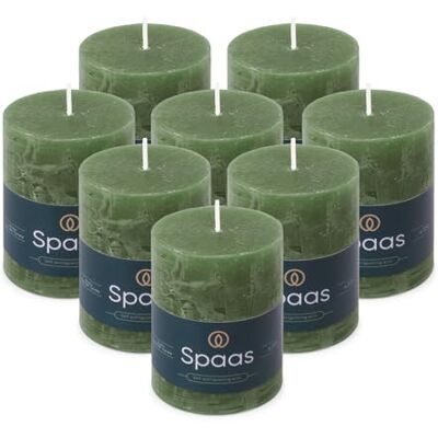 Spaas 8x Rustykalna świeca filarowa 70/95 mm 35h ciemnozielona Spaas 8x Rustykalna świeca filarowa 70/95 mm 35h ciemnozielona