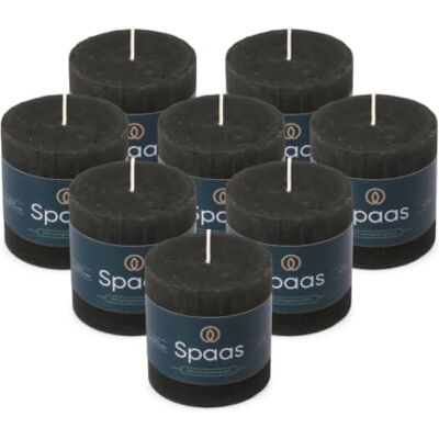 Spaas 8x Rustykalna świeca filarowa 70/70 mm 25h czarna Spaas 8x Rustykalna świeca filarowa 70/70 mm 25h czarna