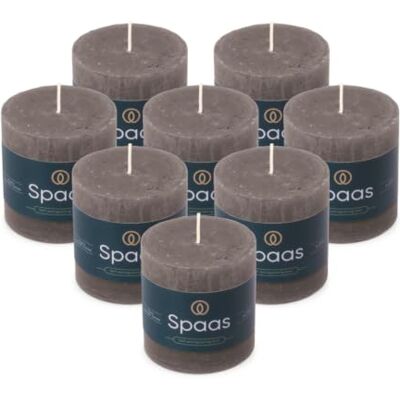 Spaas 8x Rustykalna świeca filarowa 70/70 mm 25h ciemnoszara Spaas 8x Rustykalna świeca filarowa 70/70 mm 25h ciemnoszara