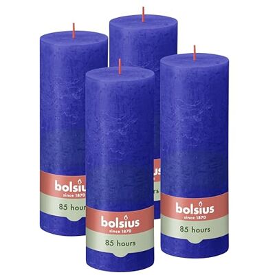bolsius Rustykalna świeca – niebieska – 19 cm – 4 sztuki – świece dekoracyjne – bez oleju palmowego – z naturalnym woskiem roślinnym bolsius Rustykalna świeca – niebieska – 19 cm – 4 sztuki – świece dekoracyjne – bez oleju palmowego – z naturalnym woskiem roślinnym