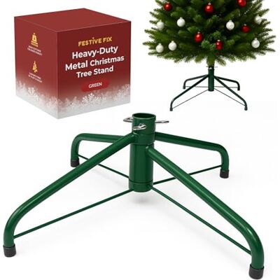 Festive Fix Zielony stojak na choinkę – wytrzymała metalowa podstawa pod choinkę z regulowanymi śrubami i stabilną konstrukcją statywu, trwały uchwyt na choinkę do prawdziwych i sztucznych drzew Festive Fix Zielony stojak na choinkę – wytrzymała metalowa podstawa pod choinkę z regulowanymi śrubami i stabilną konstrukcją statywu, trwały uchwyt na choinkę do prawdziwych i sztucznych drzew