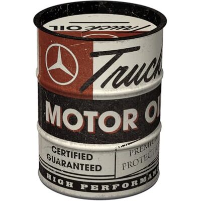 ART Retro skarbonka, 600 ml, Daimler Truck – Motor Oil – Pomysł na prezent dla kierowców ciężarówek, Official License Product (OLP), metalowa skarbonka, Styl vintage ART Retro skarbonka, 600 ml, Daimler Truck – Motor Oil – Pomysł na prezent dla kierowców ciężarówek, Official License Product (OLP), metalowa skarbonka, Styl vintage
