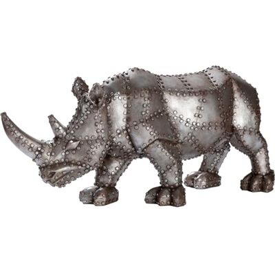 GILDE Figurka Rhino nosorożec z żywicy syntetycznej szary wysokość 24 cm x beczka 52 cm figurka dekoracyjna GILDE Figurka Rhino nosorożec z żywicy syntetycznej szary wysokość 24 cm x beczka 52 cm figurka dekoracyjna