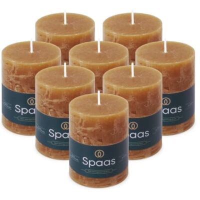 Spaas 8x Rustykalna świeca filarowa 70/95 mm 35h karmelowa Spaas 8x Rustykalna świeca filarowa 70/95 mm 35h karmelowa
