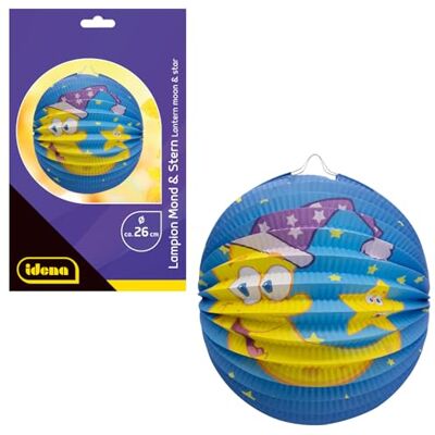 Idena 30415 30415 lampion księżyc i gwiazda, ok. Ø 26 cm, niebieska papierowa latarnia z motywem gwiaździstego nieba, latarnia dla dzieci na Święty Martin i na festiwal świateł Idena 30415 30415 lampion księżyc i gwiazda, ok. Ø 26 cm, niebieska papierowa latarnia z motywem gwiaździstego nieba, latarnia dla dzieci na Święty Martin i na festiwal świateł
