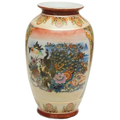 Red Lantern Oriental Furniture 35,5 cm Satsuma paw porcelanowy wazon Tung Chi, wielokolorowy Red Lantern Oriental Furniture 35,5 cm Satsuma paw porcelanowy wazon Tung Chi, wielokolorowy