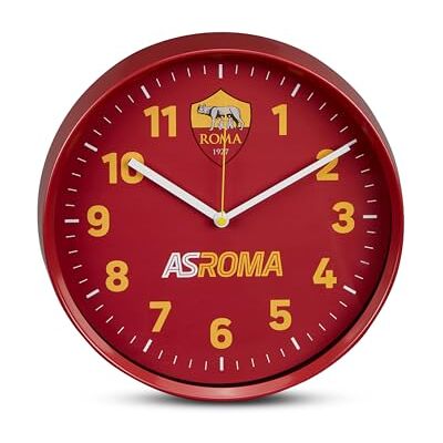 90G302518-000 Seven A.S. Roma Kwarcowy zegar ścienny z ciągłym ruchem, oficjalny produkt, piłka nożna, pomysł na prezent dla dzieci i dorosłych 90G302518-000 Seven A.S. Roma Kwarcowy zegar ścienny z ciągłym ruchem, oficjalny produkt, piłka nożna, pomysł na prezent dla dzieci i dorosłych