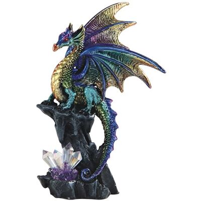 ICE ARMOR 15 cm H fioletowy smok strzegący sztucznego kryształu kamień szlachetny statuetka fantazyjna dekoracja figurka ICE ARMOR 15 cm H fioletowy smok strzegący sztucznego kryształu kamień szlachetny statuetka fantazyjna dekoracja figurka