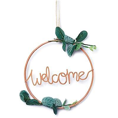 HEITMANN DECO Sztuczne kwiaty wieniec z liśćmi, Welcome, naturalny/zielony, ok. 20 cm HEITMANN DECO Sztuczne kwiaty wieniec z liśćmi, Welcome, naturalny/zielony, ok. 20 cm
