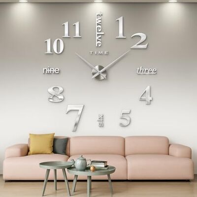 CoZroom Large DIY 3D Frameless Silver Wall Clock – Oversized Modern Decor for Living Room, Stylish Metallic Design, Perfect for Home and Office CoZroom Large DIY 3D Frameless Silver Wall Clock – Oversized Modern Decor for Living Room, Stylish Metallic Design, Perfect for Home and Office
