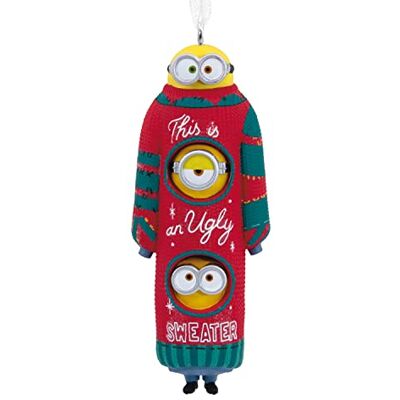 Hallmark Minionki: Powstanie Gru, Bob, Kevin i Stuart Minionki w brzydkim świątecznym swetrze Ozdoba świąteczna Hallmark Minionki: Powstanie Gru, Bob, Kevin i Stuart Minionki w brzydkim świątecznym swetrze Ozdoba świąteczna