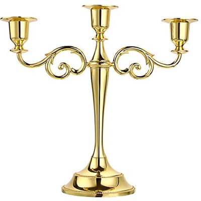 OwnMy 3-ramienny metalowy świecznik, srebrny, europejski, elegancki świecznik, stojak na świece na ślub, stół do jadalni, Boże Narodzenie, przyjęcie, dekoracja domu, złoty odcień OwnMy 3-ramienny metalowy świecznik, srebrny, europejski, elegancki świecznik, stojak na świece na ślub, stół do jadalni, Boże Narodzenie, przyjęcie, dekoracja domu, złoty odcień