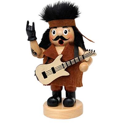 Dekohelden24 Drewniany ludzik na kadzidełka jako rocker z gitarą, kolor naturalny, ok. 10 x 7 x 15 cm, 15 cm Dekohelden24 Drewniany ludzik na kadzidełka jako rocker z gitarą, kolor naturalny, ok. 10 x 7 x 15 cm, 15 cm