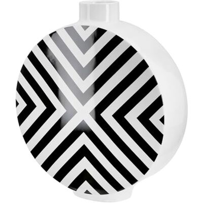 GILDE Wazon w pokrywie Chevron ceramika wzór graficzny okrągły, glazurowany czarno-biały wys. 33 cm GILDE Wazon w pokrywie Chevron ceramika wzór graficzny okrągły, glazurowany czarno-biały wys. 33 cm