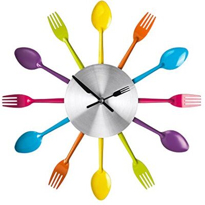 Premier Housewares PREM-2200880 Zegar ścienny Materiał: Metal i tworzywo sztuczne PVC Kolor: srebrny/wielobarwny, wymiary: 37 x 5 x 37 cm Premier Housewares PREM-2200880 Zegar ścienny Materiał: Metal i tworzywo sztuczne PVC Kolor: srebrny/wielobarwny, wymiary: 37 x 5 x 37 cm