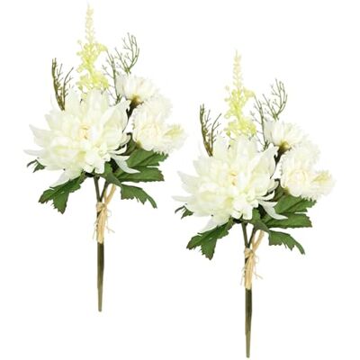 Flair Flower Sztuczne chryzantemy, zestaw 2 sztuk, bukiet jedwabnych kwiatów, bukiet kwiatów, dekoracja kwiatowa, sztuczna dekoracja stołu, dekoracja weselna Flair Flower Sztuczne chryzantemy, zestaw 2 sztuk, bukiet jedwabnych kwiatów, bukiet kwiatów, dekoracja kwiatowa, sztuczna dekoracja stołu, dekoracja weselna