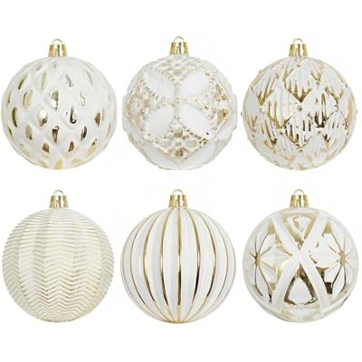 XmasExp Zestawy ozdób choinkowych w stylu vintage, 8 cm, plastikowe, wiejskie, postarzane, nietłukące się, antyczne, tradycyjne, wiszące ozdoby świąteczne (białe złoto, 6 szt XmasExp Zestawy ozdób choinkowych w stylu vintage, 8 cm, plastikowe, wiejskie, postarzane, nietłukące się, antyczne, tradycyjne, wiszące ozdoby świąteczne (białe złoto, 6 szt