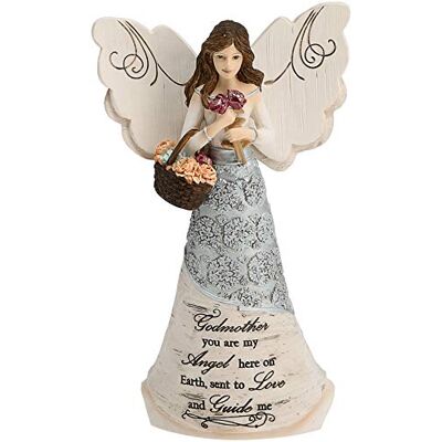 Pavilion Gift company Elements GodMother Angel Figurka autorstwa pawilonu, 15 cm, trzymająca kosz kwiatów, GodMother You Are My Angel Here on Earth Pavilion Gift company Elements GodMother Angel Figurka autorstwa pawilonu, 15 cm, trzymająca kosz kwiatów, GodMother You Are My Angel Here on Earth