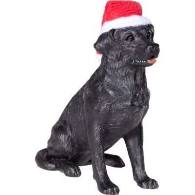 Sandicast Czarny labrador retriever z czapką Świętego Mikołaja ozdoba świąteczna Sandicast Czarny labrador retriever z czapką Świętego Mikołaja ozdoba świąteczna