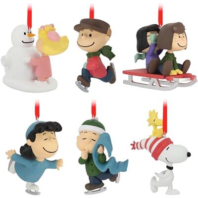 Hallmark Kolekcjonerskie ozdoby z orzeszków ziemnych, 6 sztuk, figurki gangu orzeszków ziemnych, wiszące ozdoby, Snoopy, WoodSTOCK, Charlie Brown, Boże Narodzenie Hallmark Kolekcjonerskie ozdoby z orzeszków ziemnych, 6 sztuk, figurki gangu orzeszków ziemnych, wiszące ozdoby, Snoopy, WoodSTOCK, Charlie Brown, Boże Narodzenie
