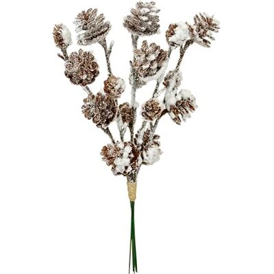 Flair Flower Sztuczna gałąź szyszek ze śniegiem, sztuczna gałąź drzew liściastych, dekoracja bożonarodzeniowa, łodyga, wieńce, wieniec adwentowy, girlanda gałąź, Boże Narodzenie, dekoracja, sztuczny kwiat Flair Flower Sztuczna gałąź szyszek ze śniegiem, sztuczna gałąź drzew liściastych, dekoracja bożonarodzeniowa, łodyga, wieńce, wieniec adwentowy, girlanda gałąź, Boże Narodzenie, dekoracja, sztuczny kwiat