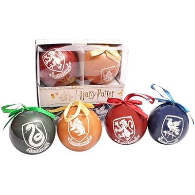 Ciao Zestaw 4 kulek choinkowych do decoupage Harry Potter Hogwarts Houses (Ø8 cm), oficjalnie licencjonowany świat czarodziejów, w pudełku upominkowym, wielokolorowy Ciao Zestaw 4 kulek choinkowych do decoupage Harry Potter Hogwarts Houses (Ø8 cm), oficjalnie licencjonowany świat czarodziejów, w pudełku upominkowym, wielokolorowy