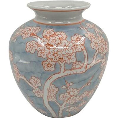 DKD Home Decor Wazon marki Porcelana Wschodnio-Orange (22 x 22 x 25 cm) (Numer referencyjny: S3021725), Niebieski DKD Home Decor Wazon marki Porcelana Wschodnio-Orange (22 x 22 x 25 cm) (Numer referencyjny: S3021725), Niebieski