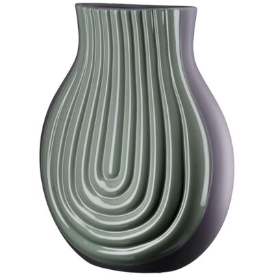 GILDE Wazon Curve z ceramiki – pękaty – zielony – błyszczący – matowy – ryflowany – wysokość 31 cm x szerokość 25 cm – wodoszczelny wazon na kwiaty GILDE Wazon Curve z ceramiki – pękaty – zielony – błyszczący – matowy – ryflowany – wysokość 31 cm x szerokość 25 cm – wodoszczelny wazon na kwiaty