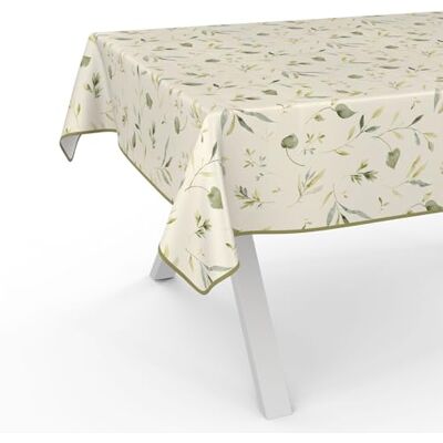 ANRO Obrus ceratowy, zmywalny, motyw lnu, odporny na działanie wody, 200 x 140 cm, obszyty, Canada Floral ANRO Obrus ceratowy, zmywalny, motyw lnu, odporny na działanie wody, 200 x 140 cm, obszyty, Canada Floral