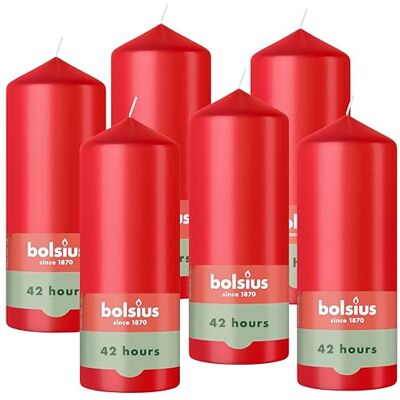 bolsius – Świeca walcowa gładka – czerwona – 15 cm – 6 sztuk – świece dekoracyjne – zawiera naturalny wosk roślinny – bez oleju palmowego bolsius – Świeca walcowa gładka – czerwona – 15 cm – 6 sztuk – świece dekoracyjne – zawiera naturalny wosk roślinny – bez oleju palmowego