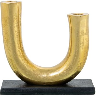 AlexandreHouse Świecznik 2 BRAZOS ALUMINIUM ZŁOTY C/BASE NEGRA_21X8X20CM PARA VELAS °2,4 cm AlexandreHouse Świecznik 2 BRAZOS ALUMINIUM ZŁOTY C/BASE NEGRA_21X8X20CM PARA VELAS °2,4 cm