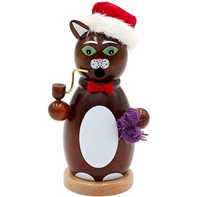 Dekohelden24 Modna nowoczesna drewniana figurka wędzenia kot, w kolorze ciemnobrązowym, ok. 13 cm Dekohelden24 Modna nowoczesna drewniana figurka wędzenia kot, w kolorze ciemnobrązowym, ok. 13 cm