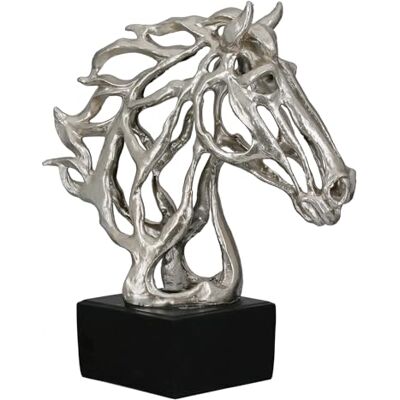 Casablanca modernes Design Casablanca rzeźba Cheval z żywicy syntetycznej – srebrna – metaliczny wygląd – kształt konia – wysokość 40 cm x szerokość 31 cm – Casablanca modernes Design Casablanca rzeźba Cheval z żywicy syntetycznej – srebrna – metaliczny wygląd – kształt konia – wysokość 40 cm x szerokość 31 cm –