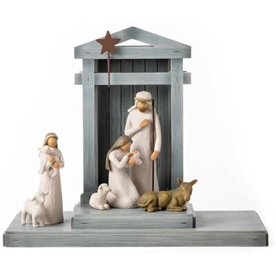 Willow Tree Nativity Deluxe: Starter Figures Plus Crèche, 7-częściowy zestaw Willow Tree Nativity Deluxe: Starter Figures Plus Crèche, 7-częściowy zestaw