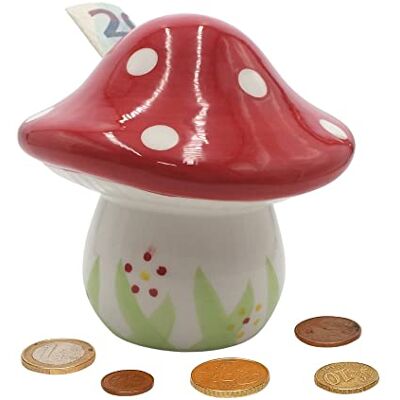 Dekohelden24 Ceramiczna skarbonka jako grzyb, muchomor, oszczędny, Saving-Box, wys./Ø: ok. 12 x 12 cm, 12 cm Dekohelden24 Ceramiczna skarbonka jako grzyb, muchomor, oszczędny, Saving-Box, wys./Ø: ok. 12 x 12 cm, 12 cm