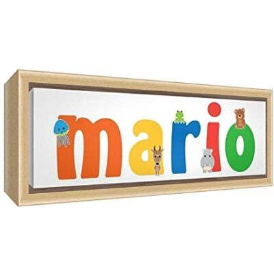 Little Helper Druk artystyczny na ramce z naturalnego drewna, możliwość personalizacji za pomocą imienia Mario 34 x 88 x 3 cm wielokolorowy Little Helper Druk artystyczny na ramce z naturalnego drewna, możliwość personalizacji za pomocą imienia Mario 34 x 88 x 3 cm wielokolorowy
