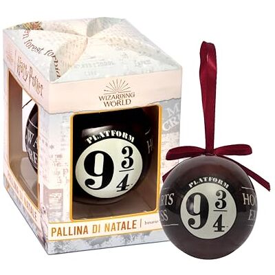 Ciao Kula ozdobna Harry Potter Binarna 9 3/4 (Ø 7,5 cm) oryginalna wizarding World z tkaniną wstążką na choinkę w prezencie Ciao Kula ozdobna Harry Potter Binarna 9 3/4 (Ø 7,5 cm) oryginalna wizarding World z tkaniną wstążką na choinkę w prezencie