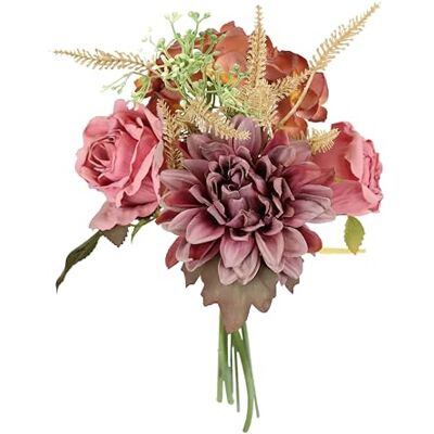 Flair Flower Bukiet sztucznych róż, dalie, 32 cm, bukiety jedwabne, sztuczne kwiaty, dekoracyjny bukiet ślubny, do domu, jesienna dekoracja, sztuczne kwiaty, dekoracja stołu, fałszywe kwiaty Flair Flower Bukiet sztucznych róż, dalie, 32 cm, bukiety jedwabne, sztuczne kwiaty, dekoracyjny bukiet ślubny, do domu, jesienna dekoracja, sztuczne kwiaty, dekoracja stołu, fałszywe kwiaty